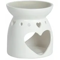 Woodbridge Teelicht Duftlampe | Herzmotiv Grau | Aromalampe aus Keramik | Für Duftwachs & Öle | Romantisches Lichtspiel | Deko & Geschenkidee