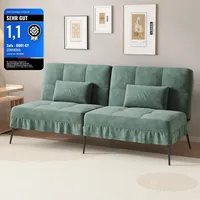 COMHOMA Sofa Schlafsofa mit Schlaffunktion, überzug Futon Klappsofa, Bettcouch, ecksofa, Couch Gästebett, 3-Sitzer Sofa, mit verstellbare Rückenlehne aus Cordstoff Grün