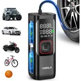 UABRLA Elektrische Luftpumpe, 160PSI 2X Schnell Auto Akku Luftpumpe, 7500mAh Mini Akku Kompressor mit Großes LCD-Display, 12V Tragbarer Reifenfüller Luftkompressor mit LED Taschenlampe, USB-Powerbank