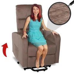 Fernsehsessel MCW-K62, Sessel Relaxsessel TV-Sessel, Liegefunktion Aufstehhilfe elektrisch, Metall Chenille ~ braun