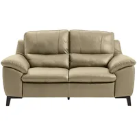 Livetastic 2-Sitzer-Sofa, Greige, Holz, Kombination Echtleder/Lederlook, Semi-Anilinleder, 174x97x95 cm, Made in EU, Rücken echt, Wohnzimmer, Sofas & Couches, Sofas, 2-Sitzer Sofas