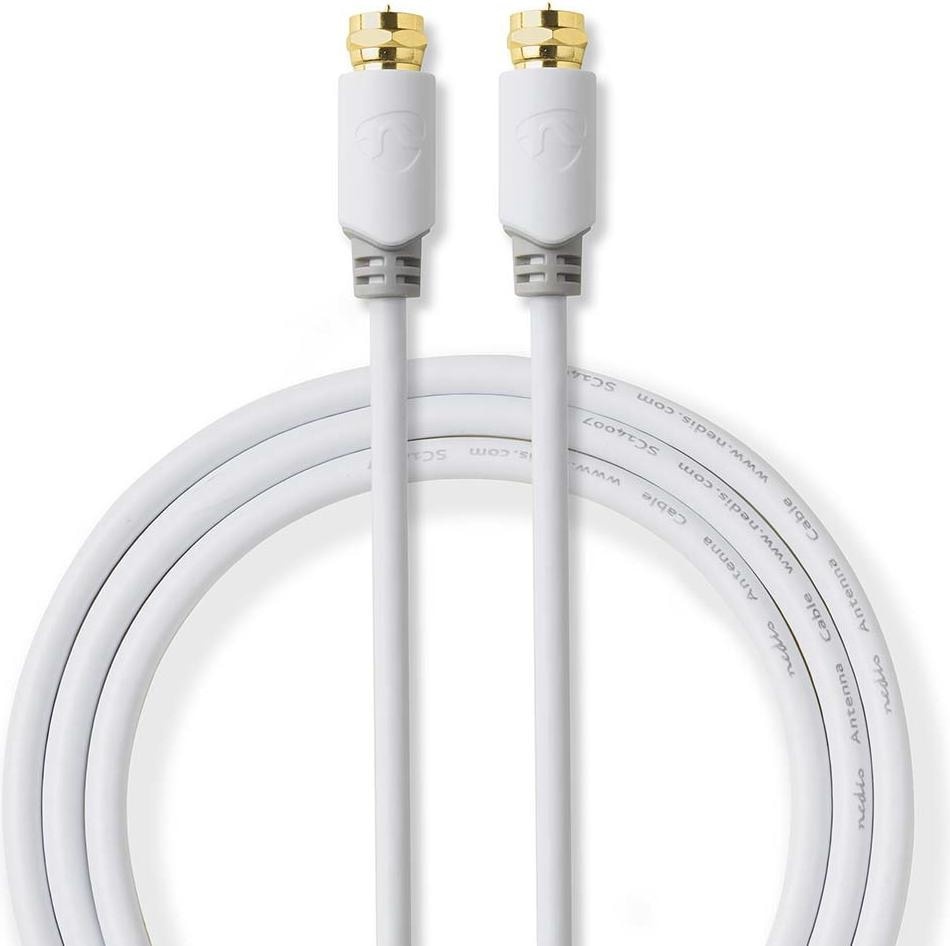 Nedis Satellite & Antenna Cable F Male F Male Gold Plated 75 Ohm Single Shielded 3.00 m Round PVC Wh, Antennenkabel