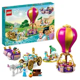 LEGO Disney Prinzessinnen auf magischer Reise Spielzeug mit Cinderella, Jasmine, Rapunzel Mini-Puppen, Spielzeugpferd & Kutsche, fliegendem Teppich, Heißluftballon für Mädchen und Jungen