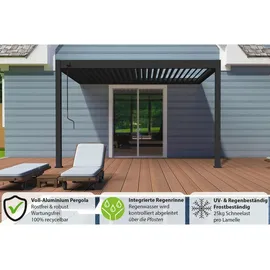 Weide Deluxe Pergola Voll Aliminium  3,6 x 4 m anthrazit