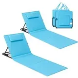 2er Set Strandliegen mit stufenlos Verstellbarer Rückenlehne