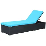 Sonnenliege mit Auflage Poly Rattan Schwarz