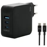 Mobilis - Netzteil - schnell, GaN - 100 Watt - Quick Charge, PD/PPS - 3 Ausgabeanschlussstellen (USB, 2 x USB-C)