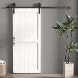 HOMCOM Innenschiebetür 81.3x213.4cm, Stahlschiene, verbesserter Griff, Rollen, Industrieller Stil, MDF und Kiefernholz, wasserfest, für Küche, Bad, Wohnzimmer   Aosom