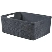 Curver Juliet Jutekorb aus 100% recyceltem Kunststoff, rechteckig, 12 l, dunkelgrau, M