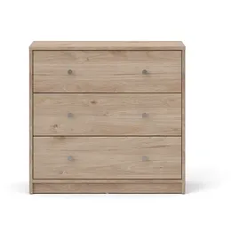 hellin Maria Kommode niedrig mit 3 Schubladen 120 x 80 x 40 cm hell walnuss