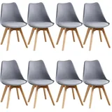 HJhomeheart Esszimmerstuhl 8er Set, Massivholzbeine, Abnehmbares Stuhlkissen, Küchenstuhl, Moderner Stuhl (Grau-8)