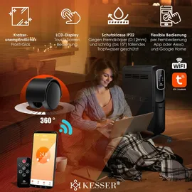 Kesser KESSER® Konvektor Elektrische Heizung ECO 2500W Heizkörper Elektroheizung Standheizung energiesparend Display WiFi App & Fernbedienung Touchscreen - Mobil Radiator 24h Timer Thermostat