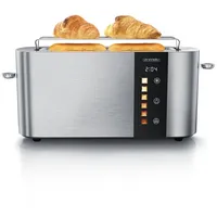 Arendo Toaster 2 Scheiben, Langschlitztoaster, Langschlitz, Edelstahl, 1000W, Display