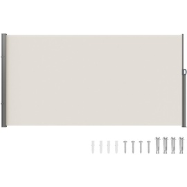 Vevor Seitenmarkise 180 x 350 cm Seitenwandmarkise aus 180 g/m2 Polyestergewebe mit PU-Beschichtung Markise einziehbarer Griff mit Federmechanismus Sichtschutz Blickschutz für Balkone Innenhöfe Beige