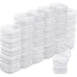 Belle Vous Kleine Aufbewahrungsbox Plastik Transparent mit Deckel zum Klappen (36er Set) – 3,5 x 3,5 x 2 cm - Mini Plastik Boxen für Kleine Perlen, - Transparent