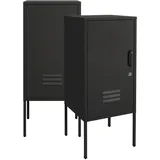 [en.casa] Nachtschrank Hausjärvi 2er Set 82x35x35 cm Stahl Schwarz