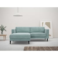 Home affaire Ecksofa Amancey, L-Form, Cord oder weicher wasserabweisender Strukturstoff, Breite 255 cm, mit Massivholzrahmen, Komfortschaum blau