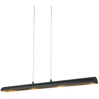 QAZQA Hängelampe schwarz mit goldener Innenseite inkl. LED -