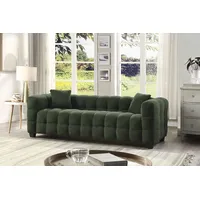 3-Sitzer ATLANTIC HOME COLLECTION "STELLA" Sofas Gr. B/H/T: 206cm x 63cm x 79cm, Luxus-Microfaser Teddyoptik, grün (dunkelgrün) inkl. 2 Zierkissen und mit modernem Teddy Stoff