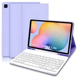 Hülle mit Tastatur für Samsung Galaxy Tab S6 Lite, Schutzhülle mit Pencil Halter Wireless Tastatur (QWERTZ) für Galaxy Tab S6 Lite 10,4 2024/2022/2020(P620/P625/P610/P613/P615/P619),Helles Lila