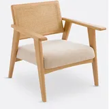 Sessel Lons, Buche Und Rattan Beige 