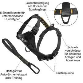 Kurgo Tru-Fit Smart Hundegeschirr Schwarz XS