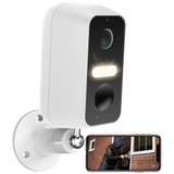 VisorTech Akku-Outdoor-IP-Überwachungskamera mit 2K-Auflösung, WLAN, App, IP65
