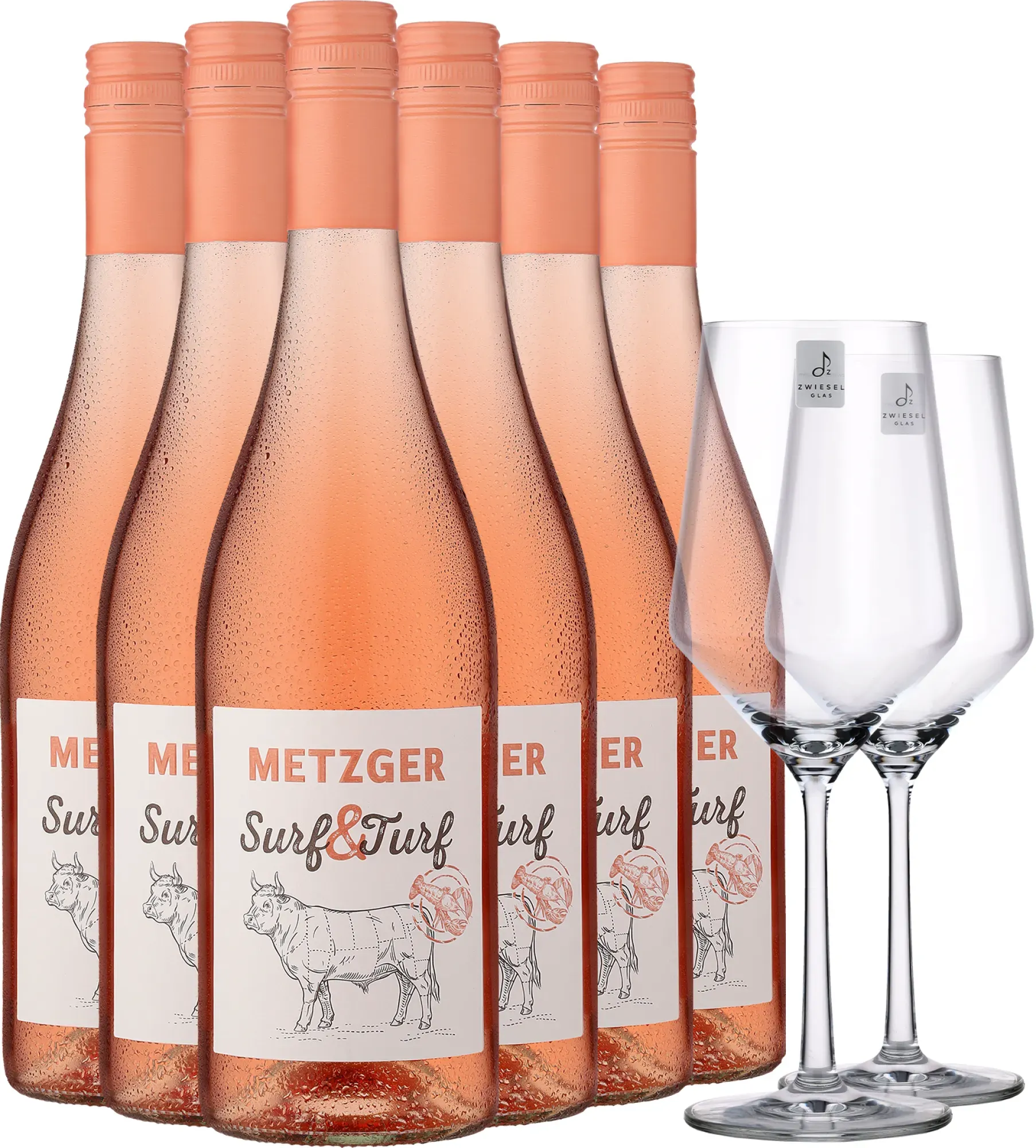 2025 Metzger »Surf’n’Turf« Rosé im 6er-Vorratspaket inklusive 2er-Set Gläser GRATIS
