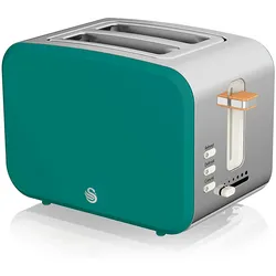 SWAN ST14610GRENEU Toaster Breitschlitz 2 Scheiben 3 Funktionen Design Nordic, Grün, 900W