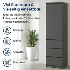 home collective Kleiderschrank Mehrzweckschrank 50x40x180 cm Grau