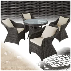 tectake® Rattan Sitzgruppe, mit Aluminiumgestell, wetterfest und UV-beständig, hochwertiges Geflecht, Stühle vormontiert