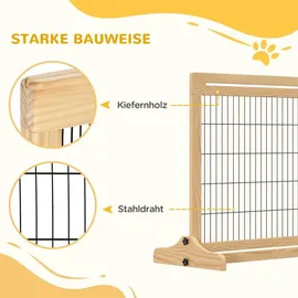 PawHut Hunde Absperrgitter Holz verstellbar 104-183 x 36 x 69 cm Braun