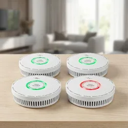 4er-Set Lebensretter mit Doppelfunktion: Rauch- und Kohlenmonoxidmelder (CO) mit 85dB Alarm – Weisser Melder mit 10 Jahren Batterielaufzeit für optimalen Schutz