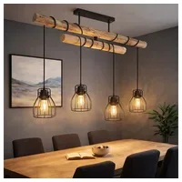 GLOBO LIGHTING LED Pendelleuchte, Leuchtmittel inklusive, Warmweiß, LED Hängeleuchte Pendelleuchte Holzlampe Balken Höhenverstellbar braun