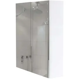 Mendler Spiegelschrank HWC-B19b, Badschrank Hängeschrank, 2 Regalböden hochglanz FSC®-zertifiziert 70x60x16cm ~ weiß