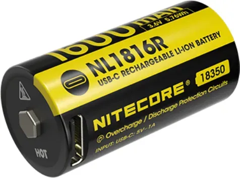 NITECORE Rechargeable 18350 Li-ion Battery NL1816R