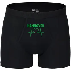 multifanshop Herren Boxer Short - Hannover - Herzschlag - Druck grün - Unterwäsche