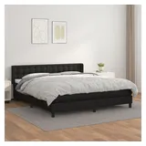 vidaXL Boxspringbett mit Matratze Schwarz 180x200 cm Kunstleder