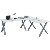 VCM Eckschreibtisch 220x190 Silber / Weiß