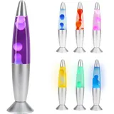 Lavalampe LED Mehrfarbig – Lavalampe LED Rakete – Robustes Glas – Aluminium – LED-Lavalampe mit Flüssigwachsbewegung – Konstanter Lavastrom – mehrfarbiges LED-Licht – 7 alternative Farben