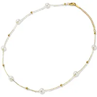 FIRETTI Perlenkette Schmuck Geschenk Edelstahl Gelbgoldfarben/Weiß