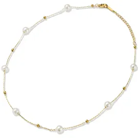 FIRETTI Perlenkette Schmuck Geschenk Edelstahl Gelbgoldfarben/Weiß