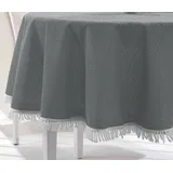 Beautex Tischdecke Weichschaum wetterfest für Garten Balkon Terrasse mit Fransen (1-tlg), Pflegeleicht, Strapazierfähig, Formstabil, Langlebig grau Eckig | 130 cm x 180 cm