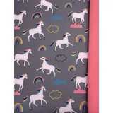 Softshell Jackenstoff Kinderstoff Einhorn grau (1m)