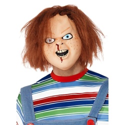 Smiffys Verkleidungsmaske Chucky die Mörderpuppe Halloween Maske, Lizenzierte Originalmaske zum Film 'Chucky 2 – Die Mörderpuppe ist gelb