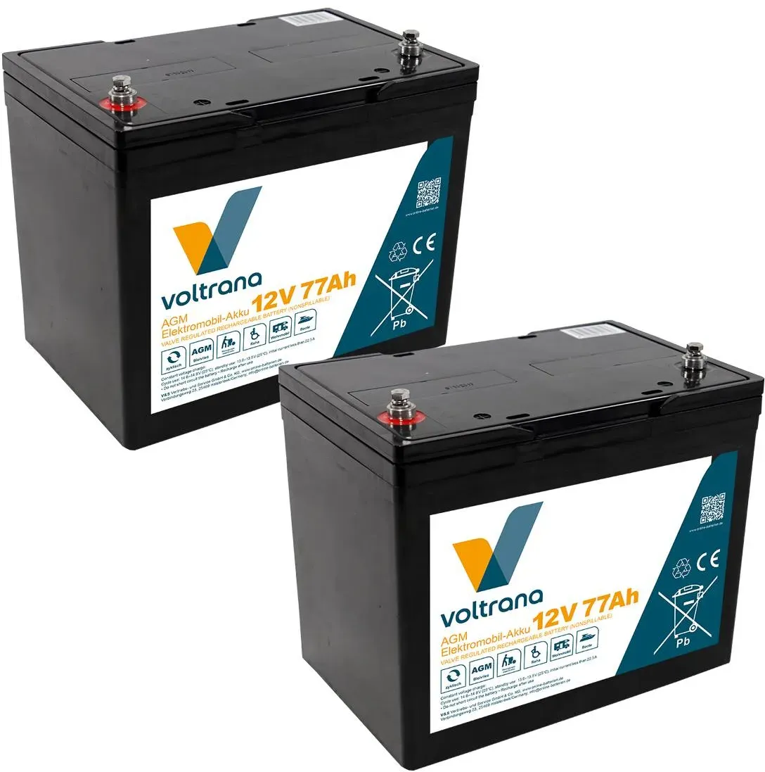 Elektromobil-Akku passend für Invacare Comet Deluxe 24V 2 x 12V 77Ah – Voltrana Ersatzakku