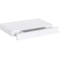 Woltu Wandregal mit Schublade, Schweberegal Weiß, Regalbrett aus MDF,