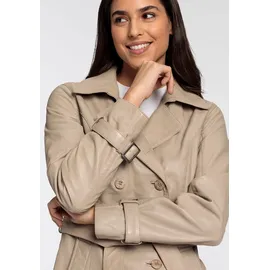 Mauritius Ledermantel "GWTaresa", Damen, Gr. 40L, beige, Obermaterial: 100% Schafsleder. Futter: 100% Baumwolle. Ärmelfutter: 100% Polyester, unifarben, lässig geschnitten knielang, mit Riegel, Mäntel, Leder-Trenchcoat mit Bindegürtel