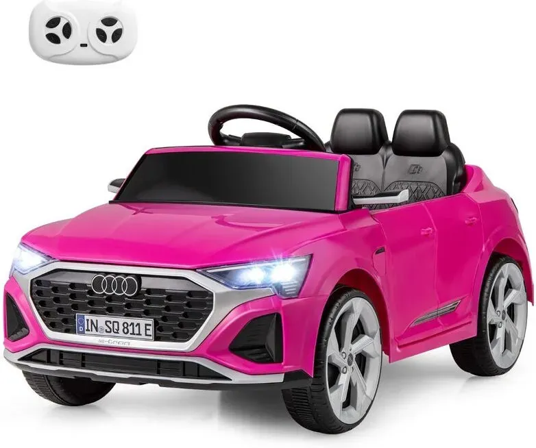 12V Elektrisches Kindermotorrad, lizenziertes Audi SQ8-Design, mit Fernbedienung, Hupe, LED-Lichtern, Musik und 3 Geschwindigkeitsstufen, geeignet für Kinder ab 3 Jahren, Pink