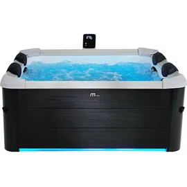 purehaven aufblasbarer Whirlpool 160x160x65cm für 6 Personen 120 Massagedüsen LEDs Heizung App-Steuerung Desinfektion selbreinigend Braun